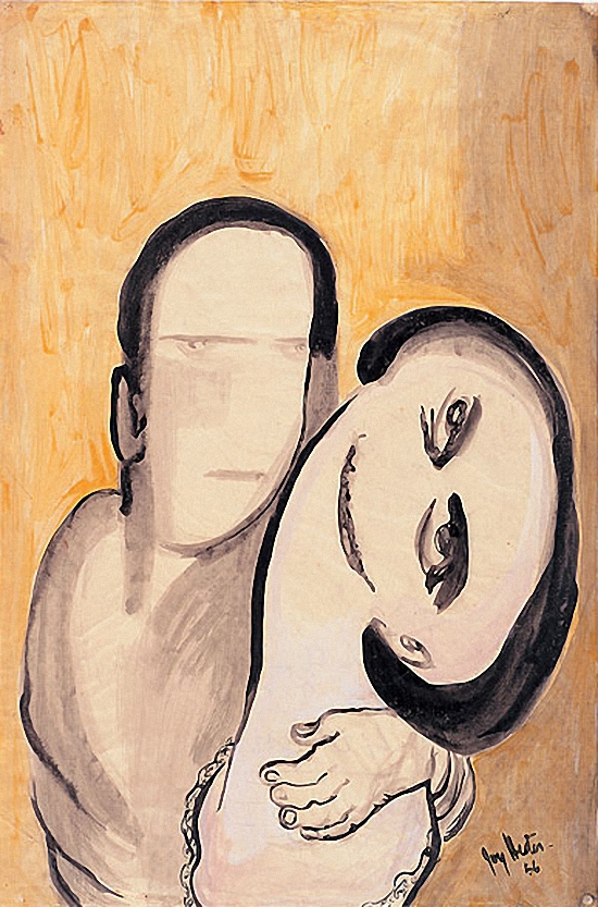 Love On A Yellow Ground by Joy Hester, 1956
